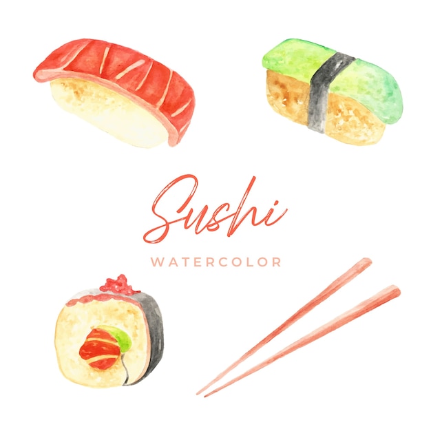 Vektor sushi aquarell