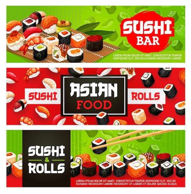 Sushi-bar-menü sashimi und maki-rollen