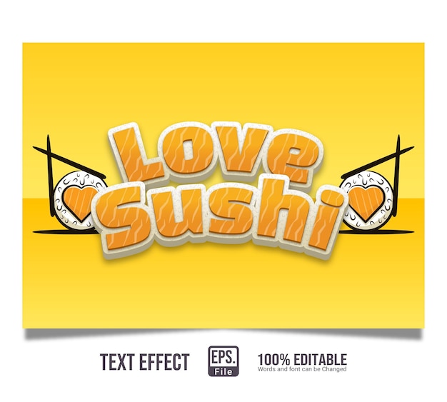 Sushi lieben bearbeitbaren Texteffektstil