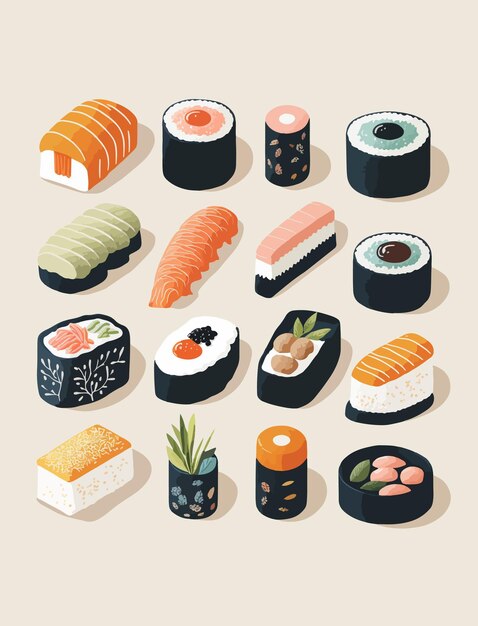 Vektor sushi-set