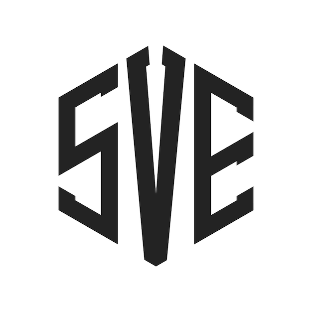 SVE-Logo-Design Anfangsbuchstaben SVE-Monogramm-Logo in sechseckiger Form