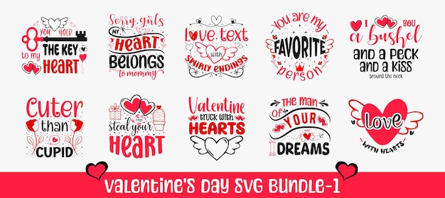 Svg-paket zum valentinstag. valentinstag-t-shirt-design-svg-paket