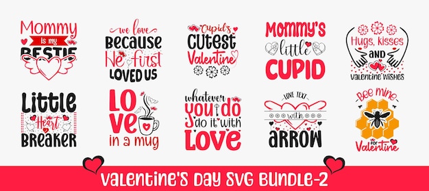 Svg-paket zum valentinstag. valentinstag-t-shirt