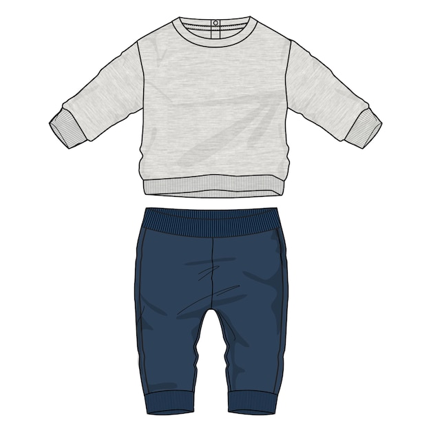 Sweatshirt mit hose-vektor-illustrationsvorlage für kinder