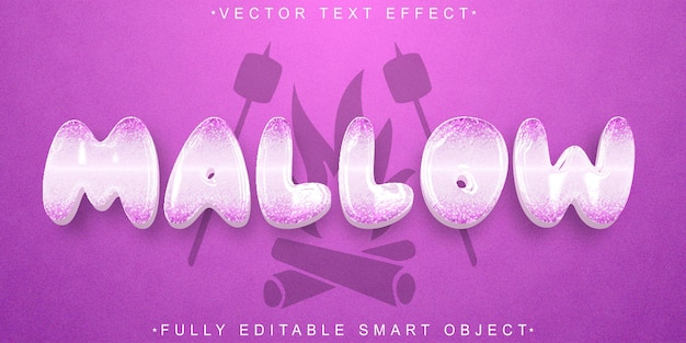 Vektor sweet cute mallowvector vollständig bearbeitbare smart object text-effekt