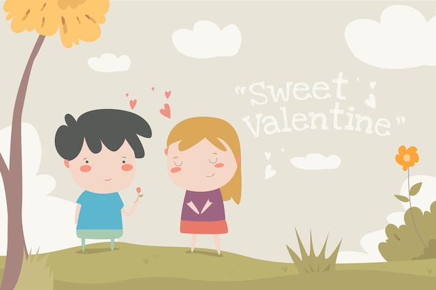 Vektor sweet valentine flat ilustration nettes kind desin
