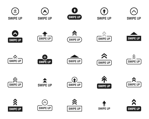Swipe-up-Icon-Einstellung Up-Pfeil-Button-Symbol Swipe-up-Icons für Social-Media-Geschichten Scroll-Piktogramm Pfeil-up-Buttons für Werbung und Marketing Geeignet für Apps und Websites UI-Designs Vektor