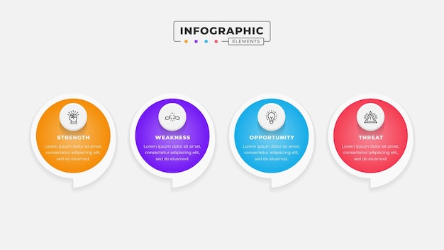 Swot-Analyse-Infografik-Vorlage mit Ikonen