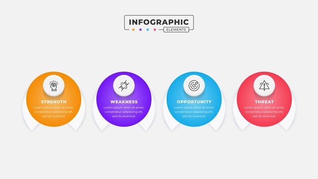 Swot-Analyse-Infografik-Vorlage mit Ikonen