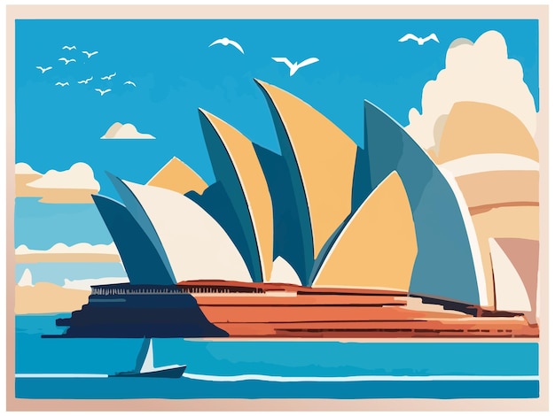 Sydney City Opera House Hintergrundvektorillustration Bilddesign