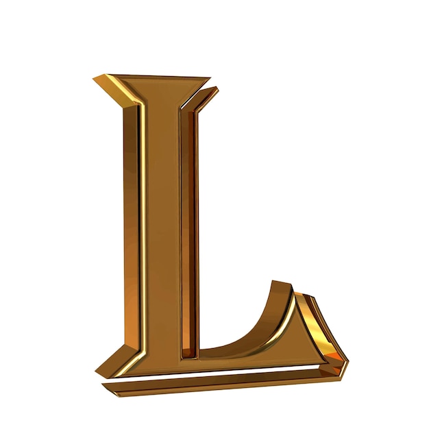 Symbol 3d aus goldenem Buchstaben l