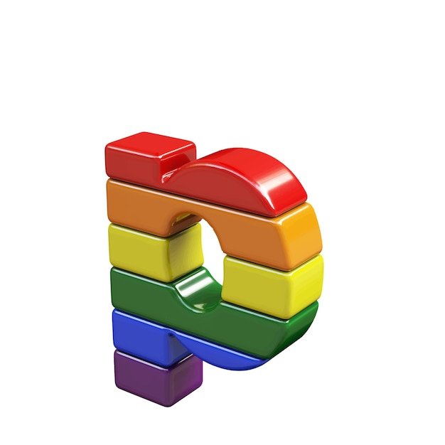 Symbol 3d aus lgbt-flaggenfarben buchstabe p