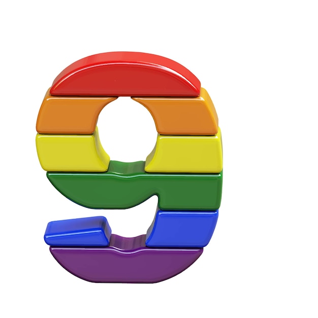 Symbol 3d aus lgbt-flaggenfarben nummer 9