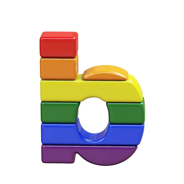 Vektor symbol 3d aus lgbt-flaggenfarben nummernbuchstabe b