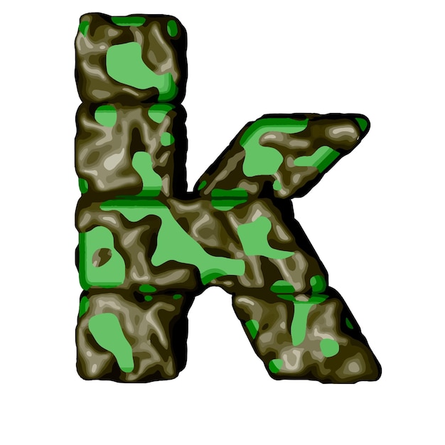 Vektor symbol 3d im grünen tarnbuchstaben k