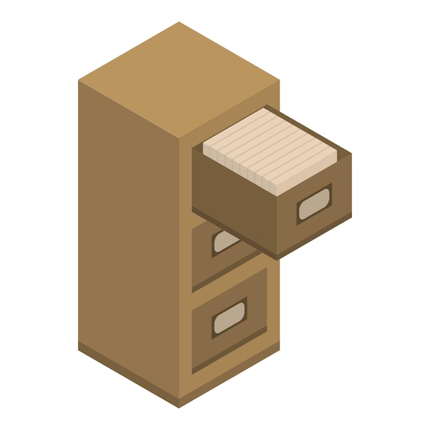 Symbol „Archivschublade öffnen“ Isometrische Darstellung des Vektorsymbols „Archivschublade öffnen“ für Webdesign isoliert auf weißem Hintergrund
