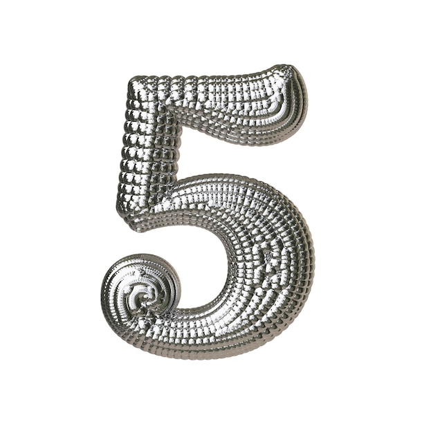 Symbol aus silbernen kugeln nummer 5