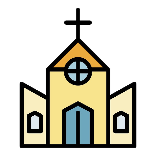 Symbol der alten katholischen Kirche Umriss der Vektorsymbolfarbe der alten katholischen Kirche, flach isoliert