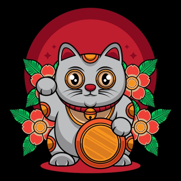 Vektor symbol der japanischen katze maneki neko