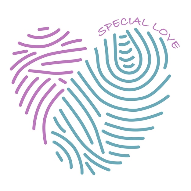 Symbol der liebe fingerabdrücke im herzen liebesgeschichte PremiumVektor
