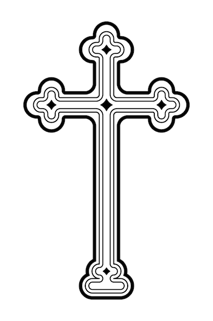 Symbol des christlichen gotischen kreuzes flachvektorillustration