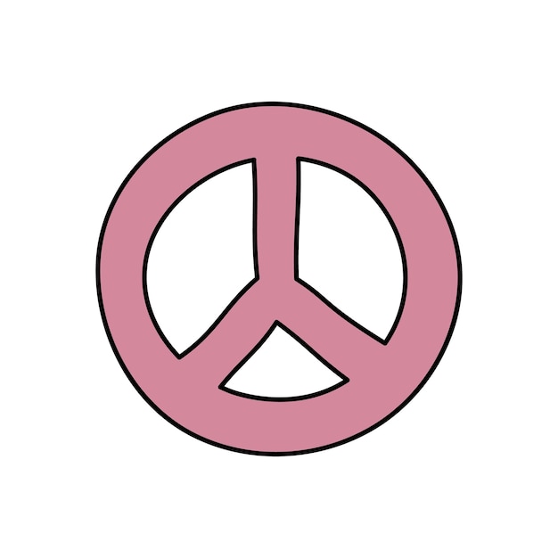 Symbol des friedens vektorillustration des isolierten zeichens des friedens pazifistisches konzept retro-doodle-design auf weißem hintergrund