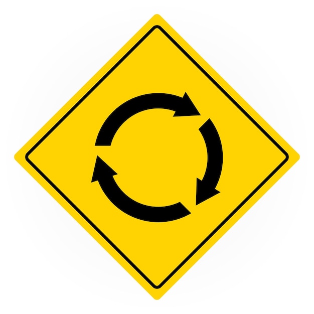 Symbol des kreisverkehrsschildes auf weißem hintergrund vektorillustration