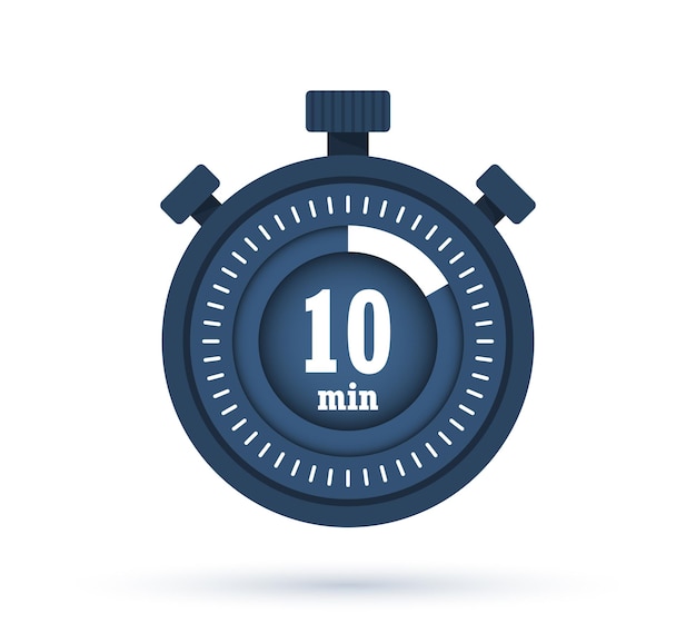 Symbol des timers mit 10 minuten auf dem weißen hintergrund
