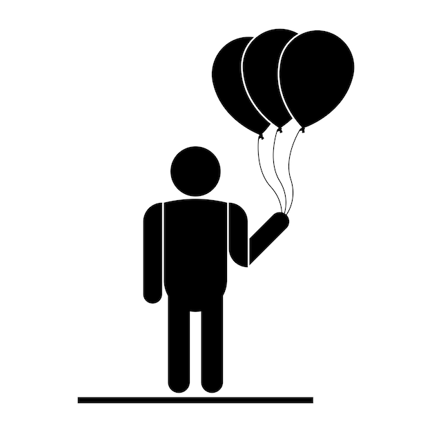 Vektor symbol eines kindes, das einen heißluftballon trägt