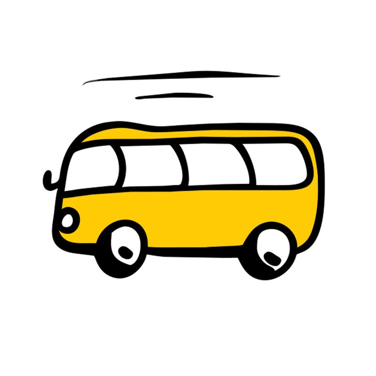 Vektor symbol eines neuen busses in schwarz-weiß, scharfe schwarze linien, kein schatten, keine graustufe, kein hintergrund