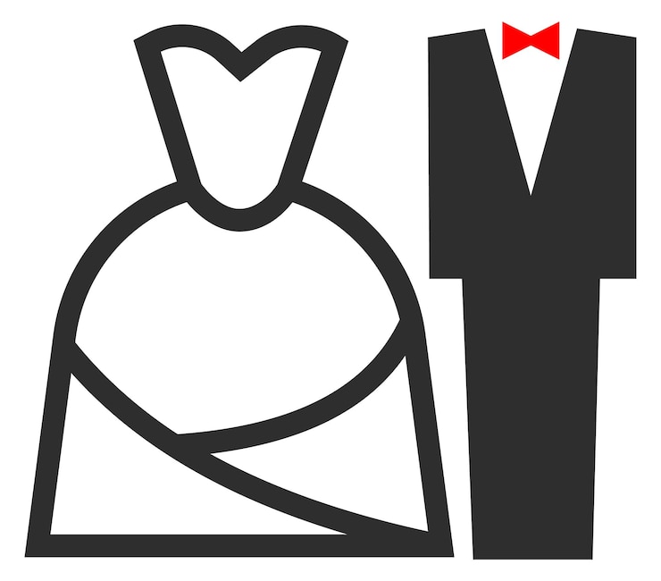 Vektor symbol für braut und bräutigam hochzeitspaar schwarzes symbol