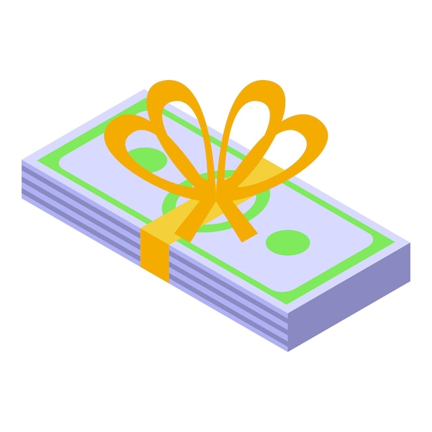 Symbol für Cash-Pack-Unterstützung, isometrischer Vektor. Helfen Sie dem Investor, Geld zu zahlen