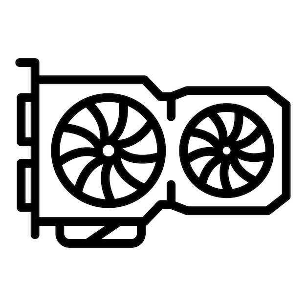 Symbol für Computer-Grafikkarte Umriss des Vektorsymbols für Computer-Grafikkarte für Webdesign, isoliert auf weißem Hintergrund