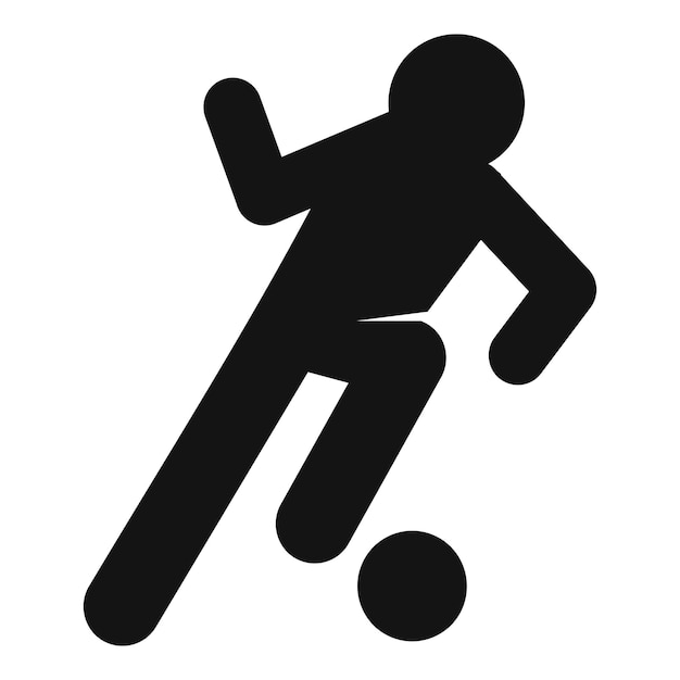Symbol für das dribbeln eines fußballspielers einfache illustration des vektorsymbols für das dribbeln eines fußballspielers für webdesign, isoliert auf weißem hintergrund