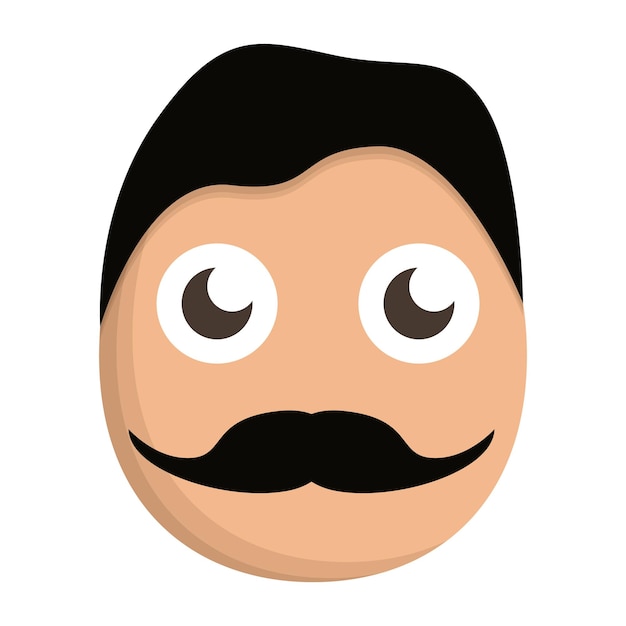 Symbol für das Gesicht eines Schnurrbartmannes Cartoon eines Vektorsymbols für das Gesicht eines Schnurrbartmannes für Webdesign, isoliert auf weißem Hintergrund