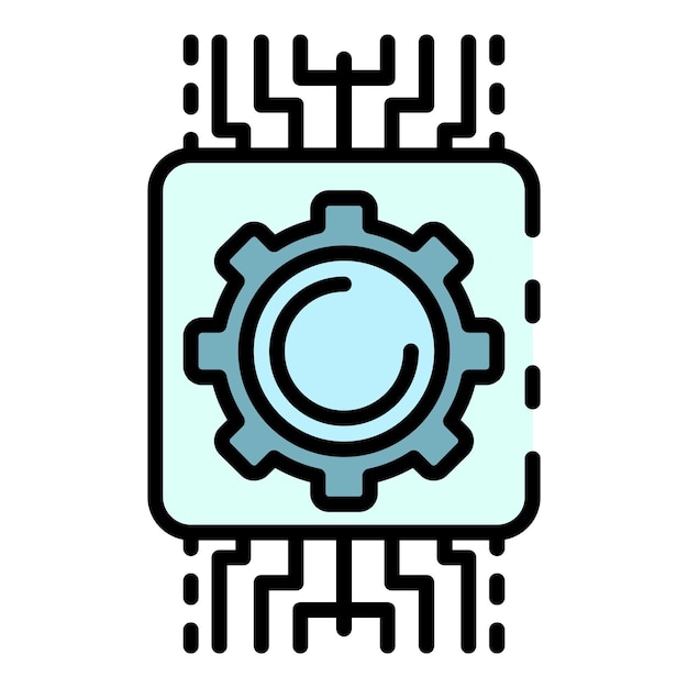 Vektor symbol für das ki-getriebesystem. umriss des vektorsymbols für das ki-getriebesystem mit flacher, isolierter farbe