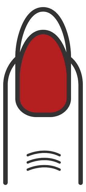 Symbol für den maniküresalon. roter lack auf dem fingernagel isoliert auf weißem hintergrund