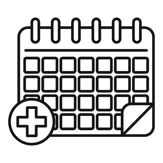 Symbol für den medizinischen kalender. umriss des vektorsymbols für den medizinischen kalender für webdesign, isoliert auf weißem hintergrund