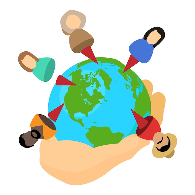 Symbol für den Tag der Weltfreundschaft Isometrische Darstellung des Vektorsymbols für den Tag der Weltfreundschaft für das Web