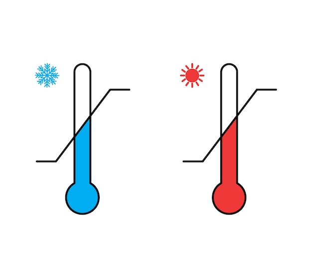 Vektor symbol für den thermometerbereich abbildung der vektorelemente für heiße und kalte temperaturen