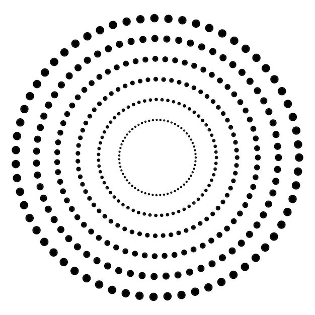 Vektor symbol für designelemente bearbeitbare farbe halbtonrahmen punktkreismuster auf weißem hintergrund vektorillustration eps 10 rahmen mit schwarzen zufälligen punkten rundes randsymbol mit halbtonkreispunkten textu