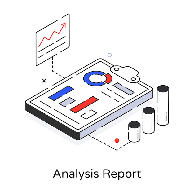 Symbol für die analyseberichtszeile im isometrischen stil