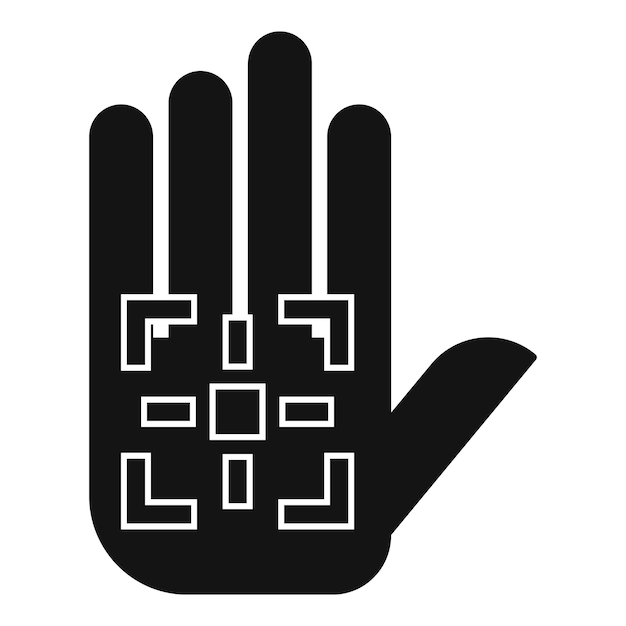 Symbol für die biometrische authentifizierung der handfläche einfache illustration des vektorsymbols für die biometrische authentifizierung der handfläche für webdesign, isoliert auf weißem hintergrund