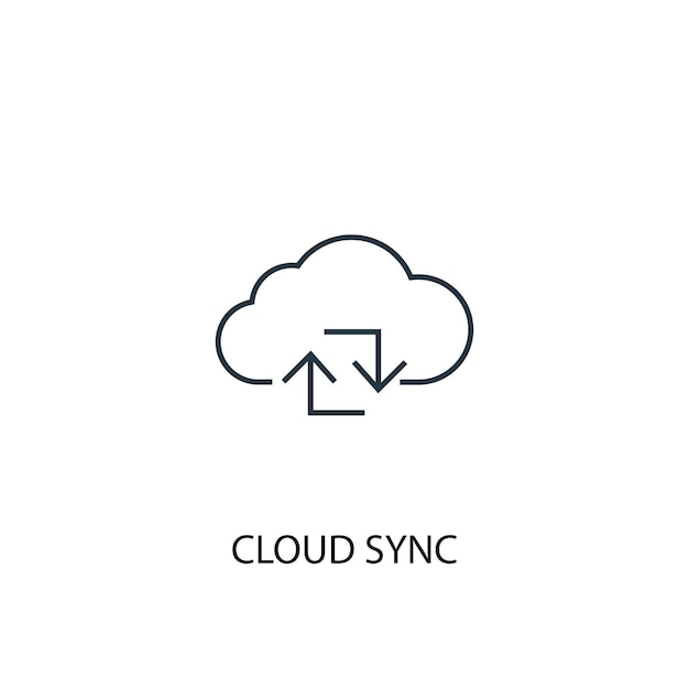 Symbol für die leitung des cloud-sync-konzepts. einfache elementabbildung. cloud-sync-konzept skizziert symboldesign. kann für web- und mobile ui/ux verwendet werden