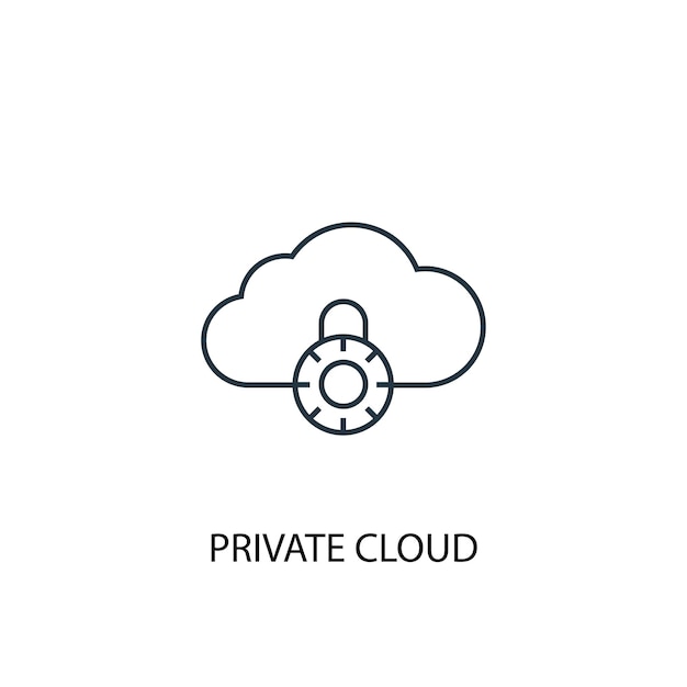 Symbol für die Leitung des privaten Cloud-Konzepts. Einfache Elementabbildung. Private Cloud-Konzept-Umriss-Symbol-Design. Kann für Web- und mobile UI/UX verwendet werden