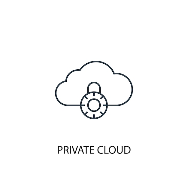 Symbol für die leitung des privaten cloud-konzepts. einfache elementabbildung. private cloud-konzept-umriss-symbol-design. kann für web- und mobile ui/ux verwendet werden