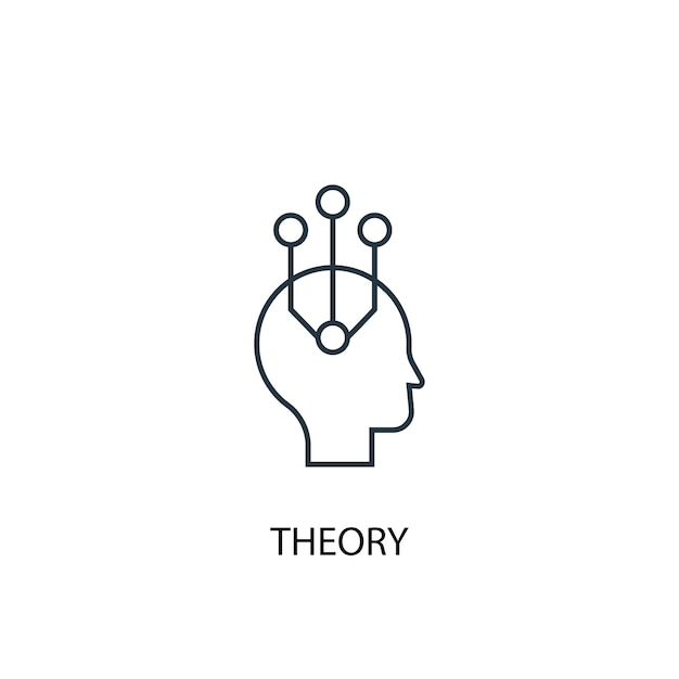 Symbol für die leitung des theoriekonzepts. einfache elementabbildung. theorie konzept gliederung symbol design. kann für web- und mobile ui/ux verwendet werden