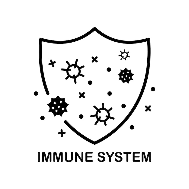 Symbol für die Linie des Immunsystems, schwarzes Immunitätsvektorsymbol