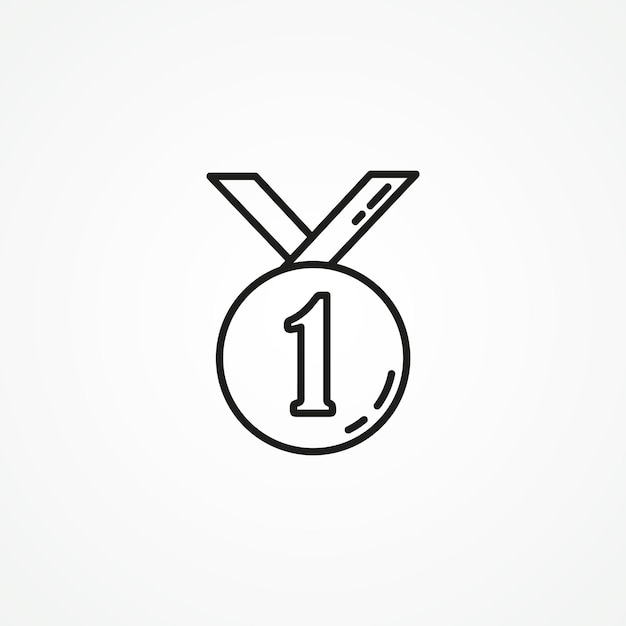 Vektor symbol für die medaillenlinie. web-linearsymbol für den ersten platz