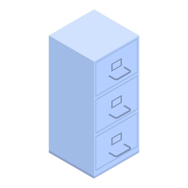 Symbol für die Schublade des Büroordners Isometrisches Vektorsymbol für die Schublade des Büroordners für Webdesign, isoliert auf weißem Hintergrund